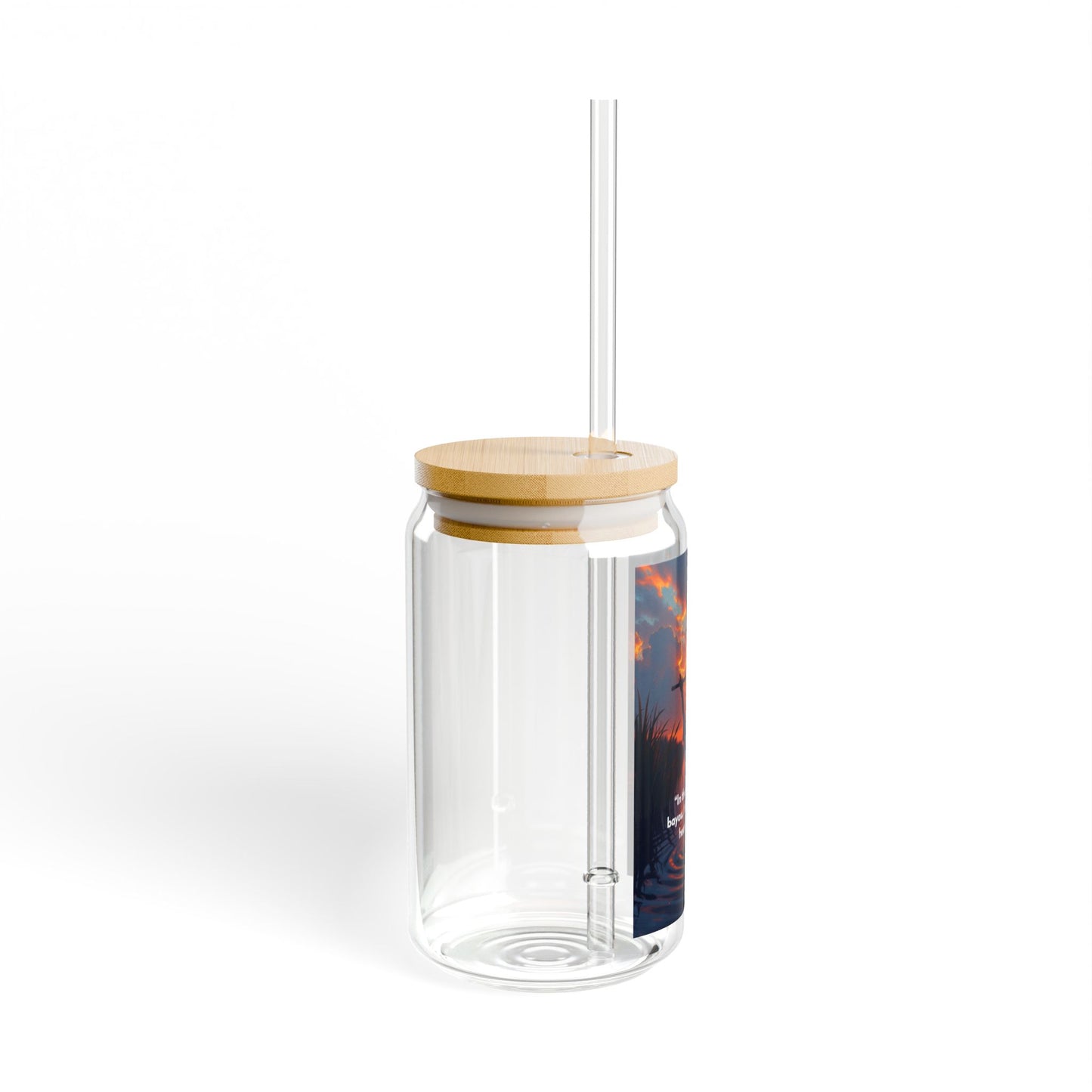Inspirational Sunset Prayer Sipper Glass – 16oz Tumbler with Straw