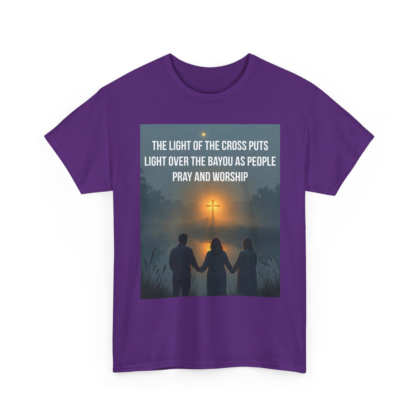 Christian Bayou Cross Tee — "The Light of the Cross Puts Light Over the Bayou" Faith T‑Shirt