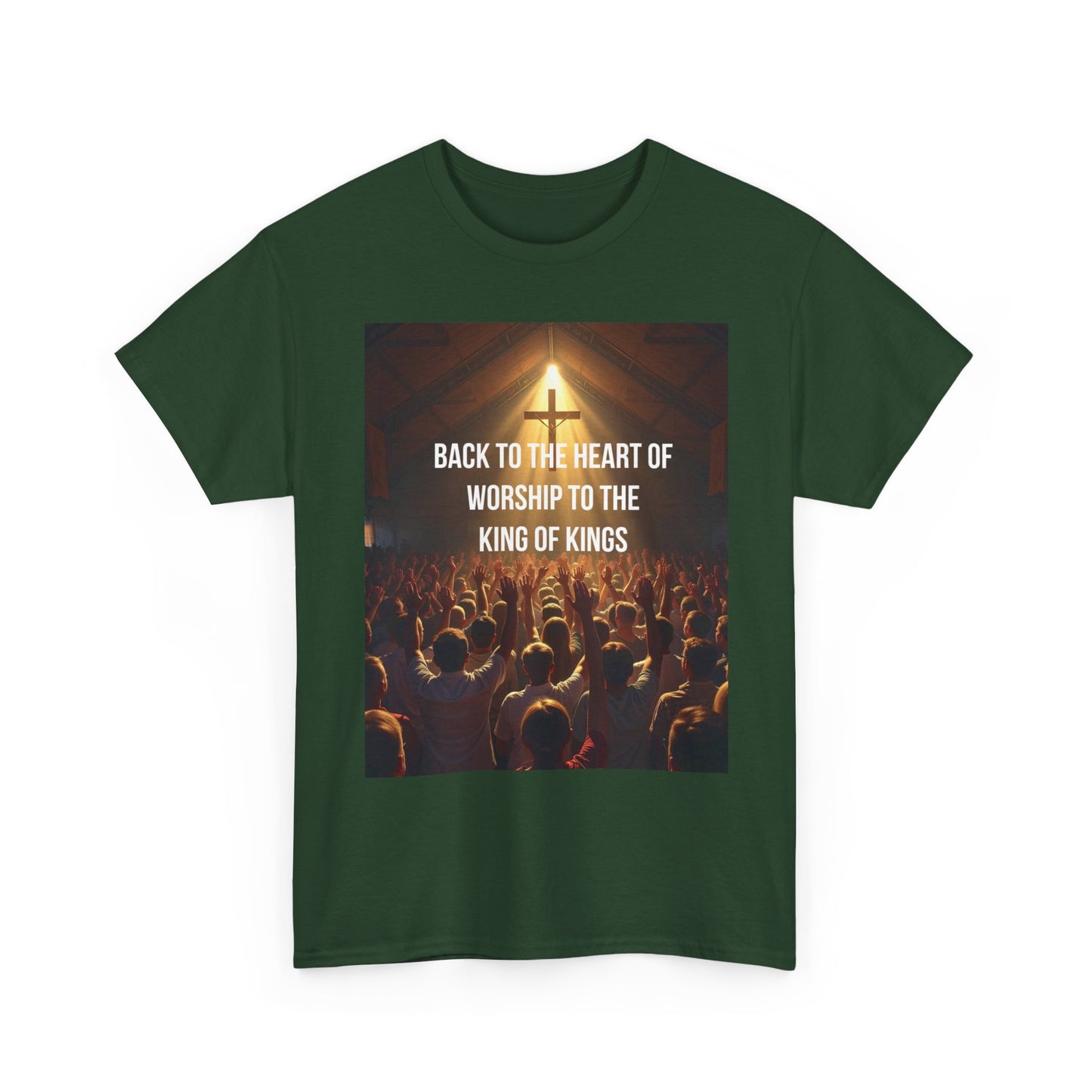 Worship Concert Tee — "Back to the Heart of Worship to the King of Kings" Christian T-Shirt