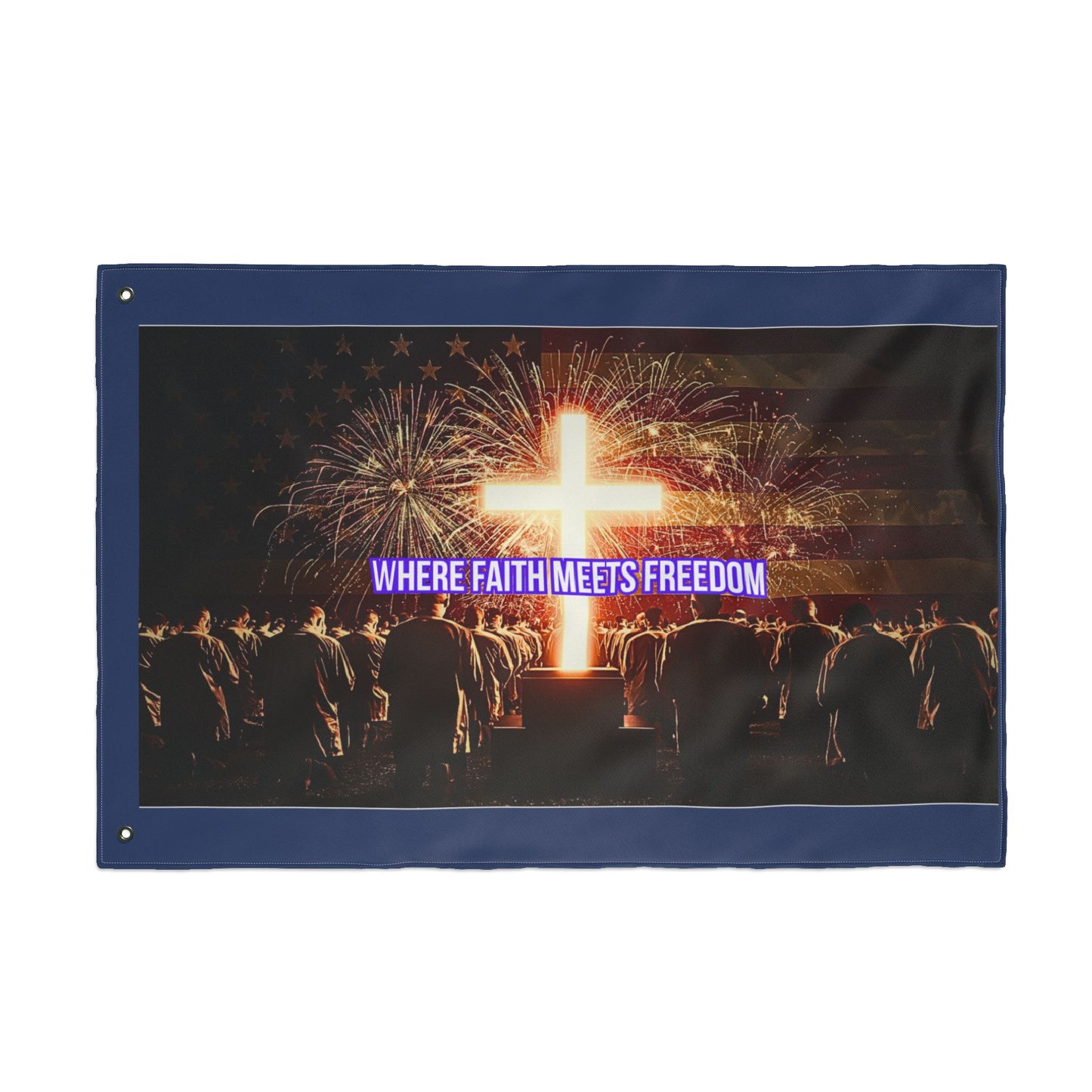 Christian Patriotic Flag – “Where Faith Meets Freedom” Double-Sided Outdoor Banner