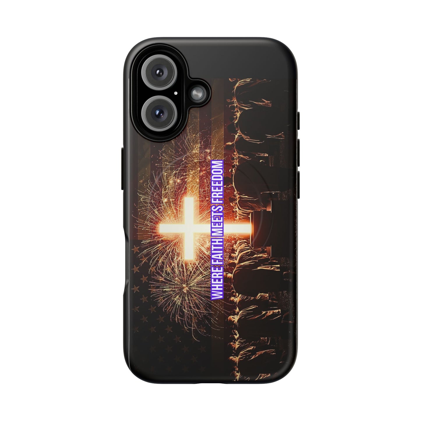 Christian Cross Phone Case - "Where Faith Meets Freedom" Tough Magnetic Case