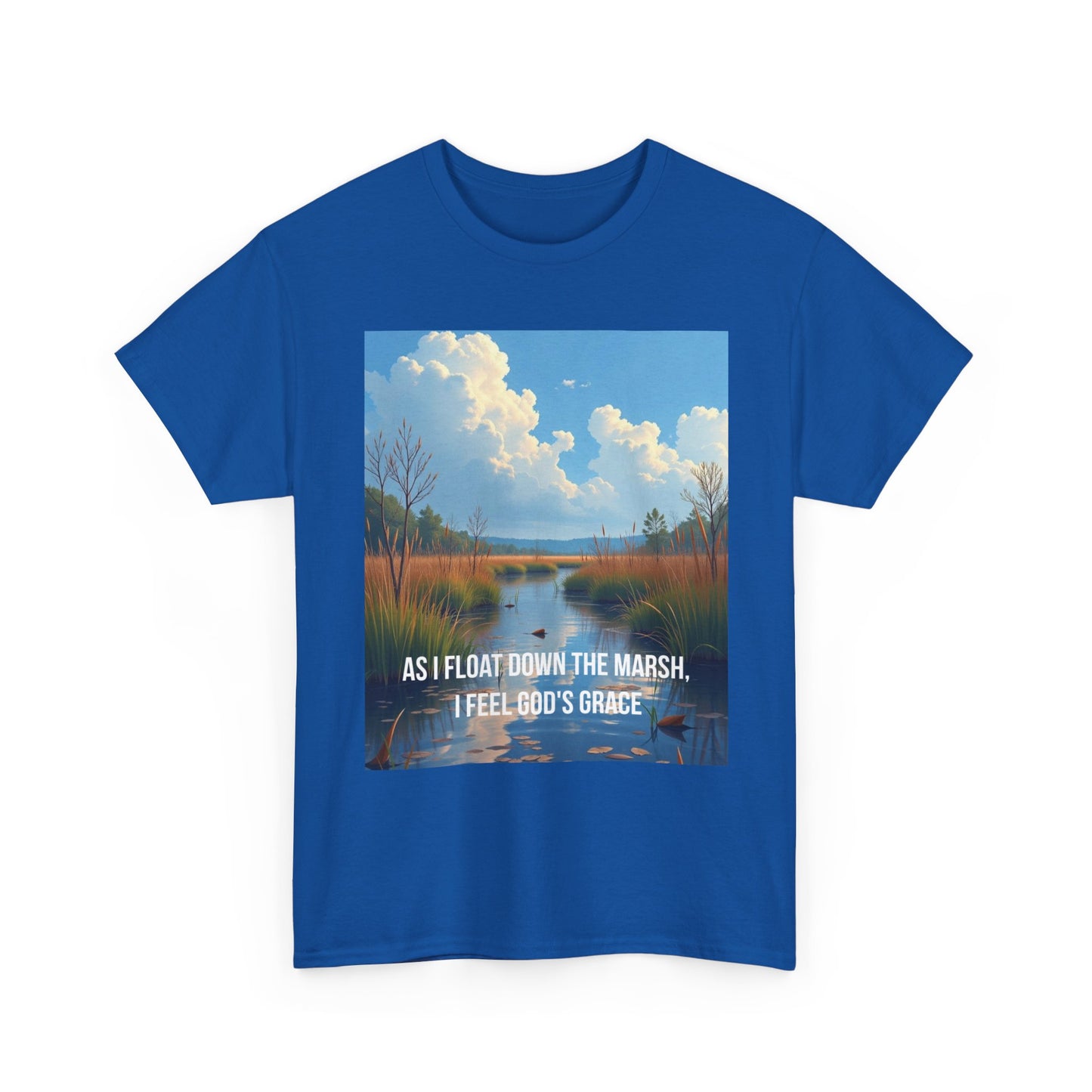 Marsh Landscape Tee — "As I Float Down the Marsh, I Feel God’s Grace"