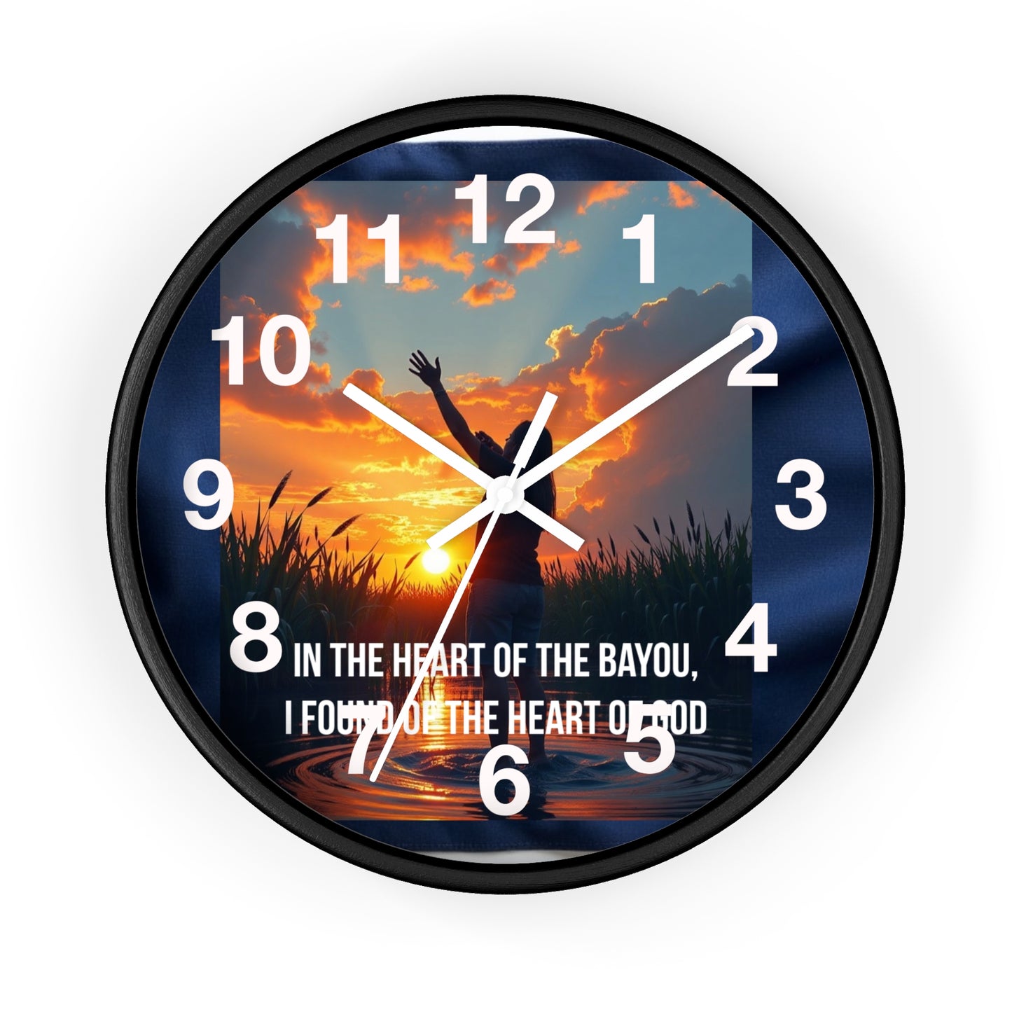 Bayou Sunset Wall Clock — "In the Heart of the Bayou, Found of the Heart of God"