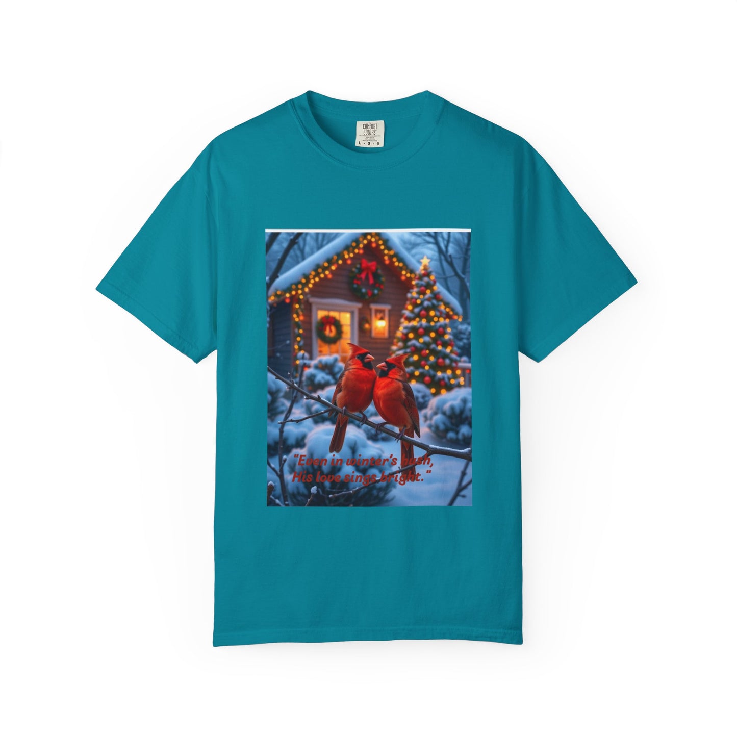 Cozy Winter Cardinal T-Shirt, Holiday Apparel, Unisex Gift, Christmas Shirt, Winter Wonderland Tee, Festive Bird Design