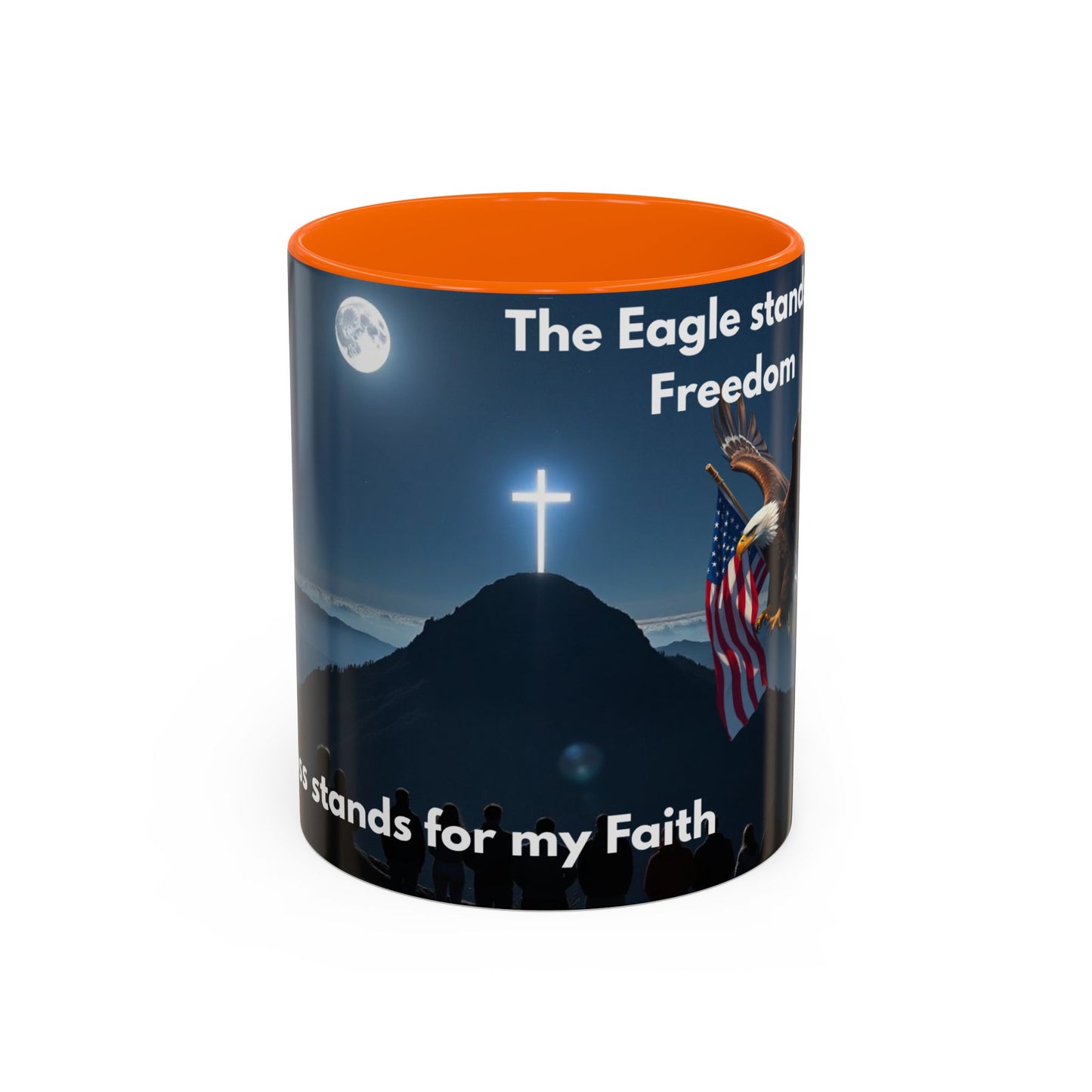 Patriotic Faith Coffee Mug — 'The Eagle Stands for Freedom' 11/15oz Accent Mug