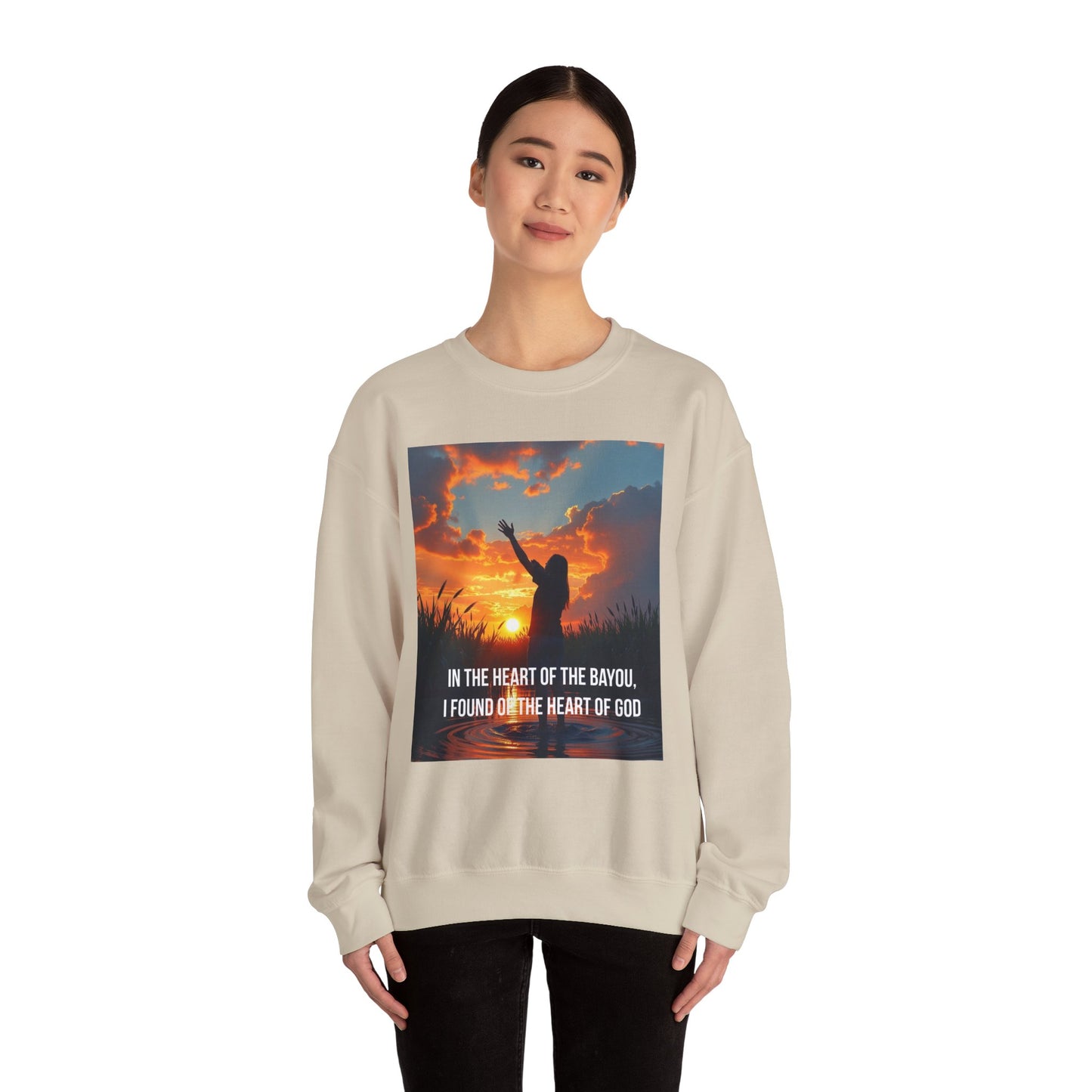 Christian Crewneck Sweatshirt — "In the Heart of the Bayou, I Found the Heart of God"