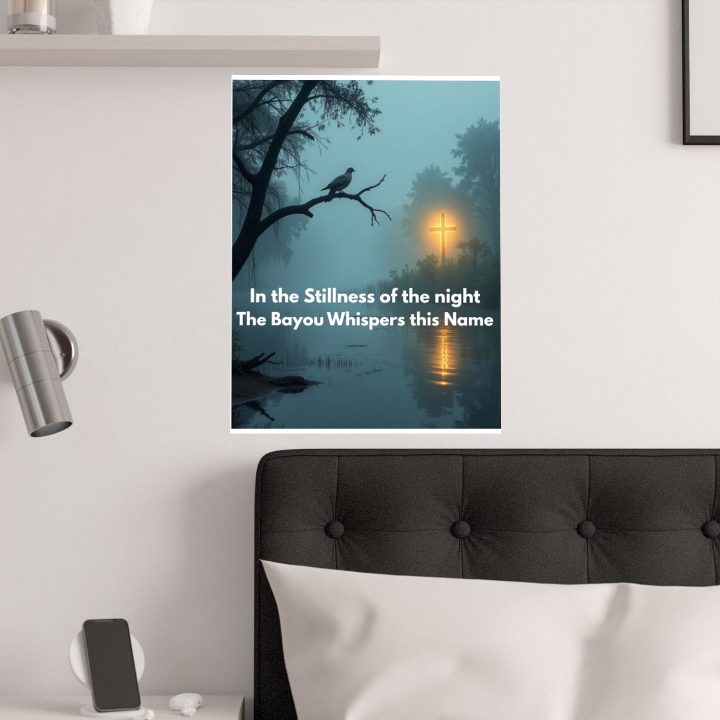 Satin Poster – "In the Stillness of the Night" Bayou Cross Wall Art