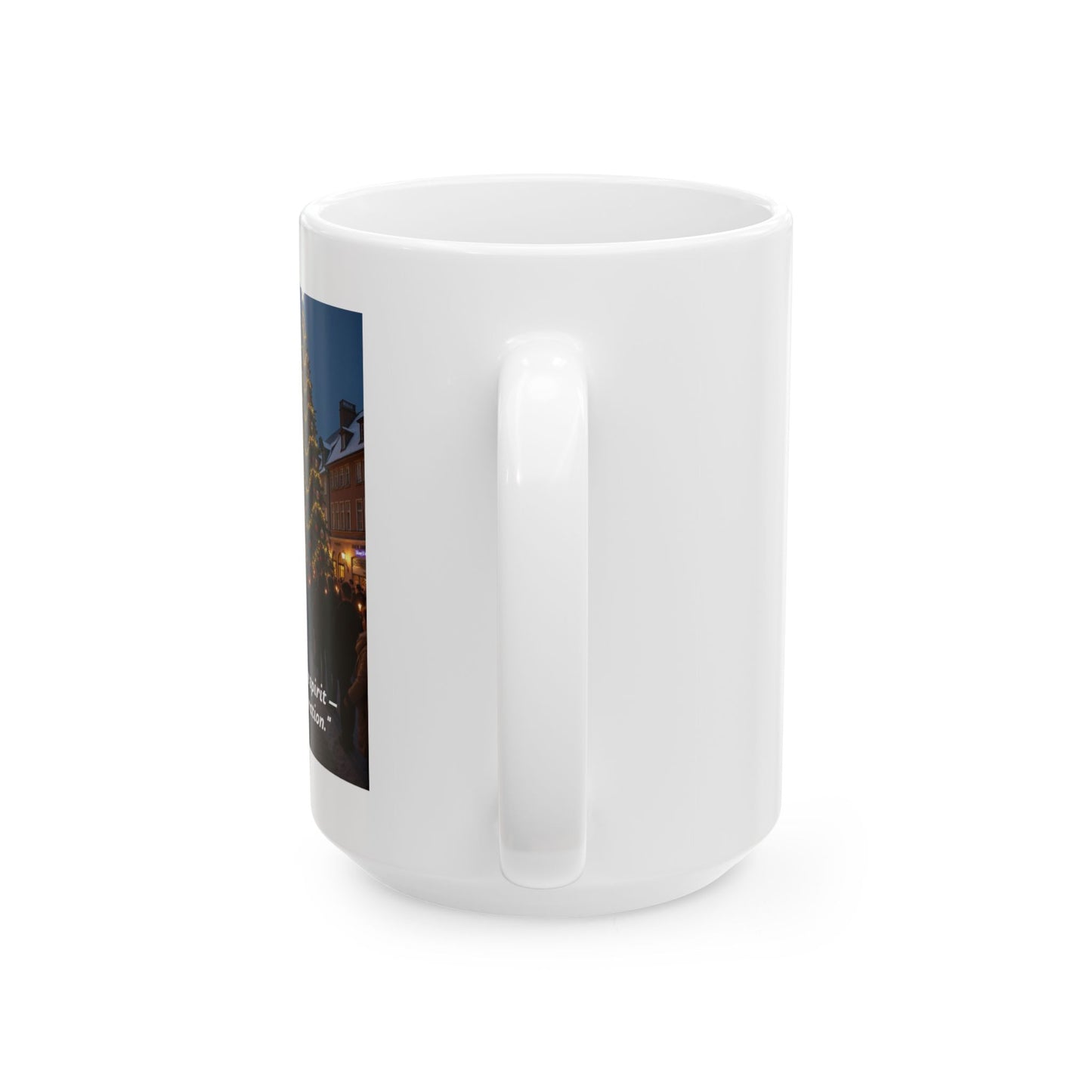 Ceramic Holiday Mug - Twin Lights Design, Christmas Gift, Celebration Cup for Coffee or Tea, Festive Home Decor, Perfect for Winter  308