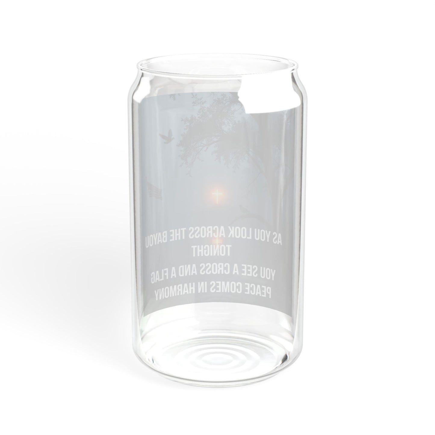 Peaceful Night Sipper Glass — 16oz Inspirational Sunset Design with Quote