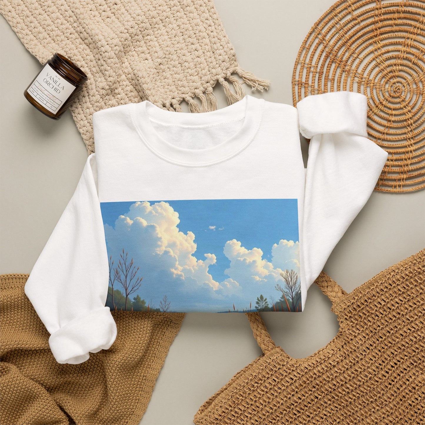 Sweatshirt — Marsh Scene with Lyrics "As I Float Down the Marsh, I Feel God's Grace"