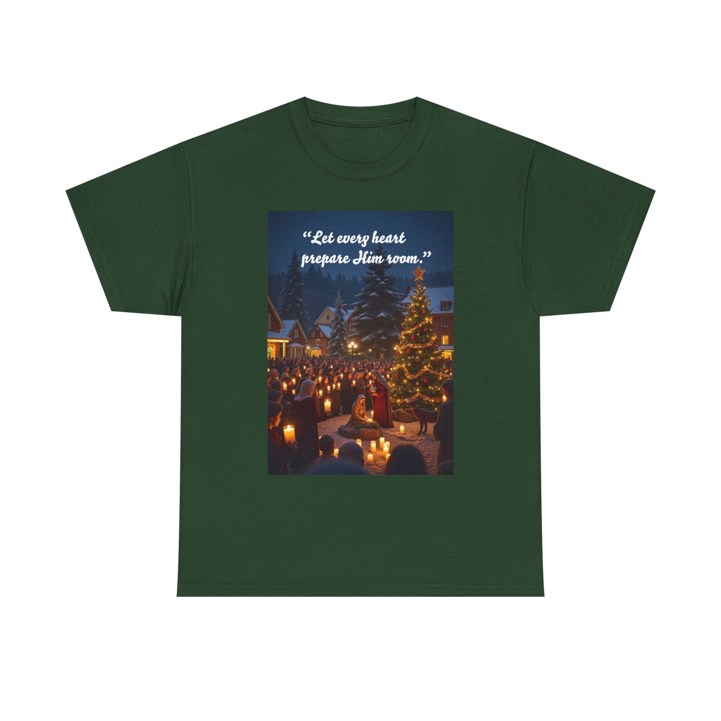 Christmas Spirit Heavy Cotton Tee, Holiday Shirt, Unisex Tee, Gift for Him/Her, Family Gathering Outfit, Religious Celebration Apparel