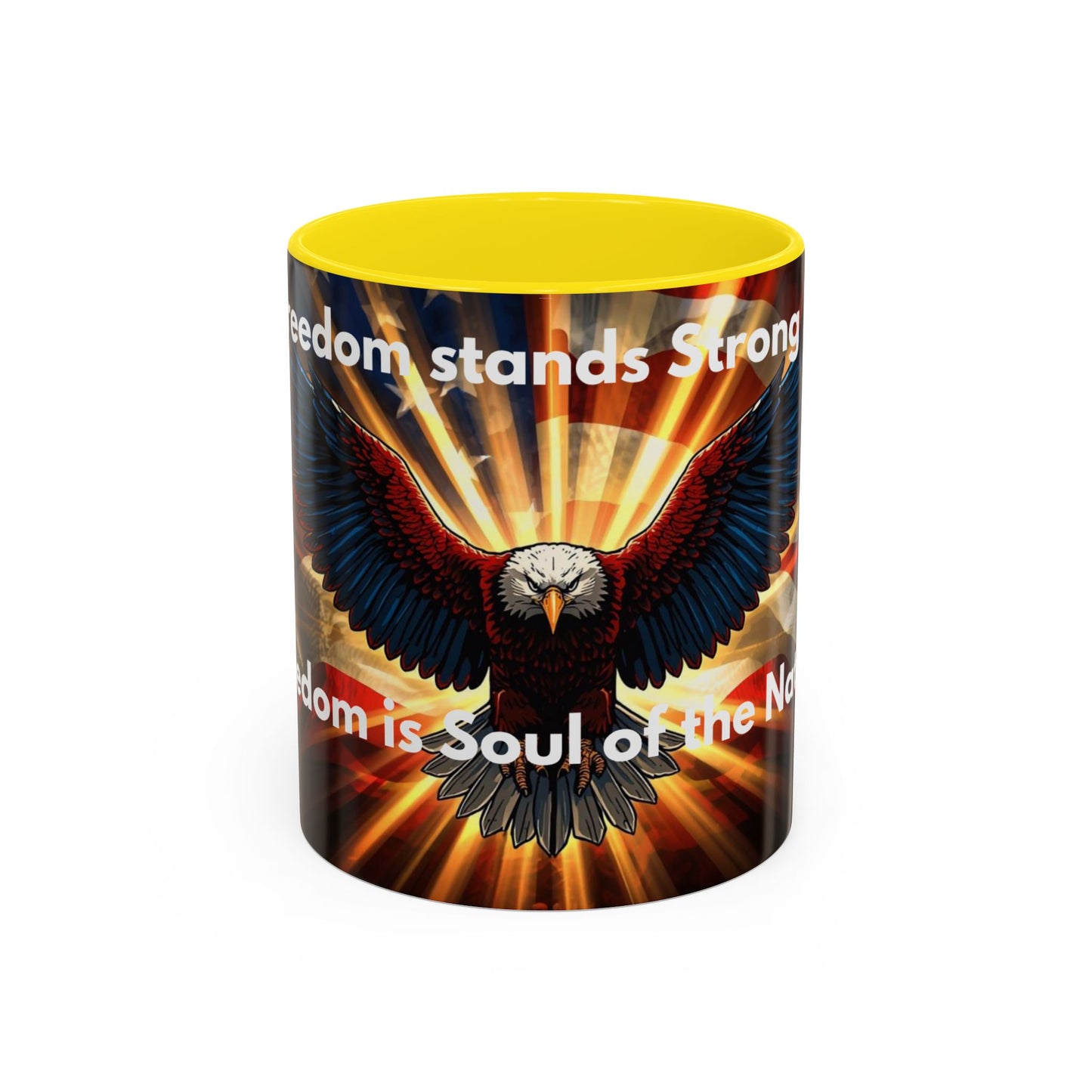 Patriotic Eagle Coffee Mug — "Freedom Stands Strong" Accent 11/15oz