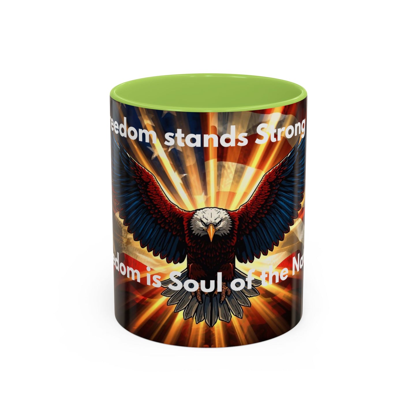 Patriotic Eagle Coffee Mug — "Freedom Stands Strong" Accent 11/15oz