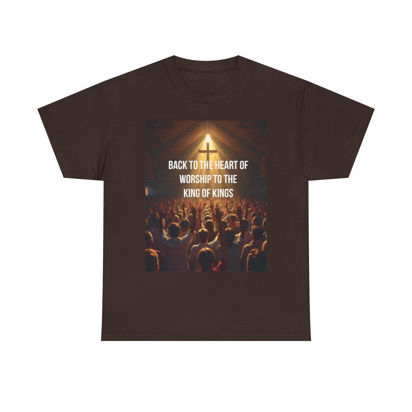 Worship Concert Tee — "Back to the Heart of Worship to the King of Kings" Christian T-Shirt