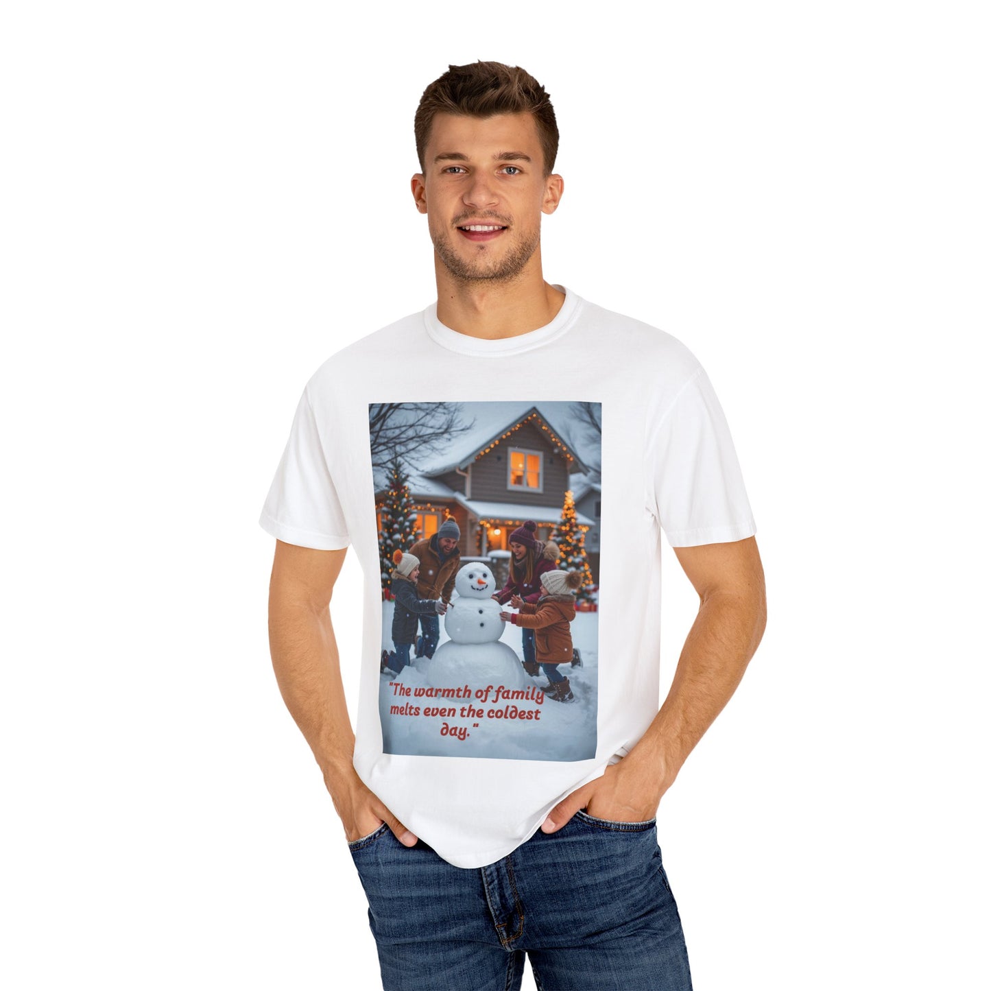 Cozy Family Holiday T-shirt, Warmth of Family Quote Tee, Unisex Winter Shirt, Christmas Gift, Family Gathering Apparel