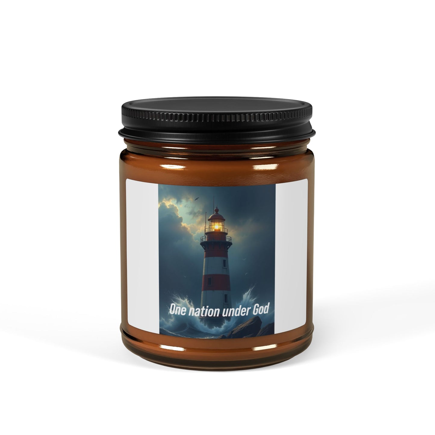 Lighthouse Scented Soy Candle — Amber Jar (Calm Harbor Fragrance)