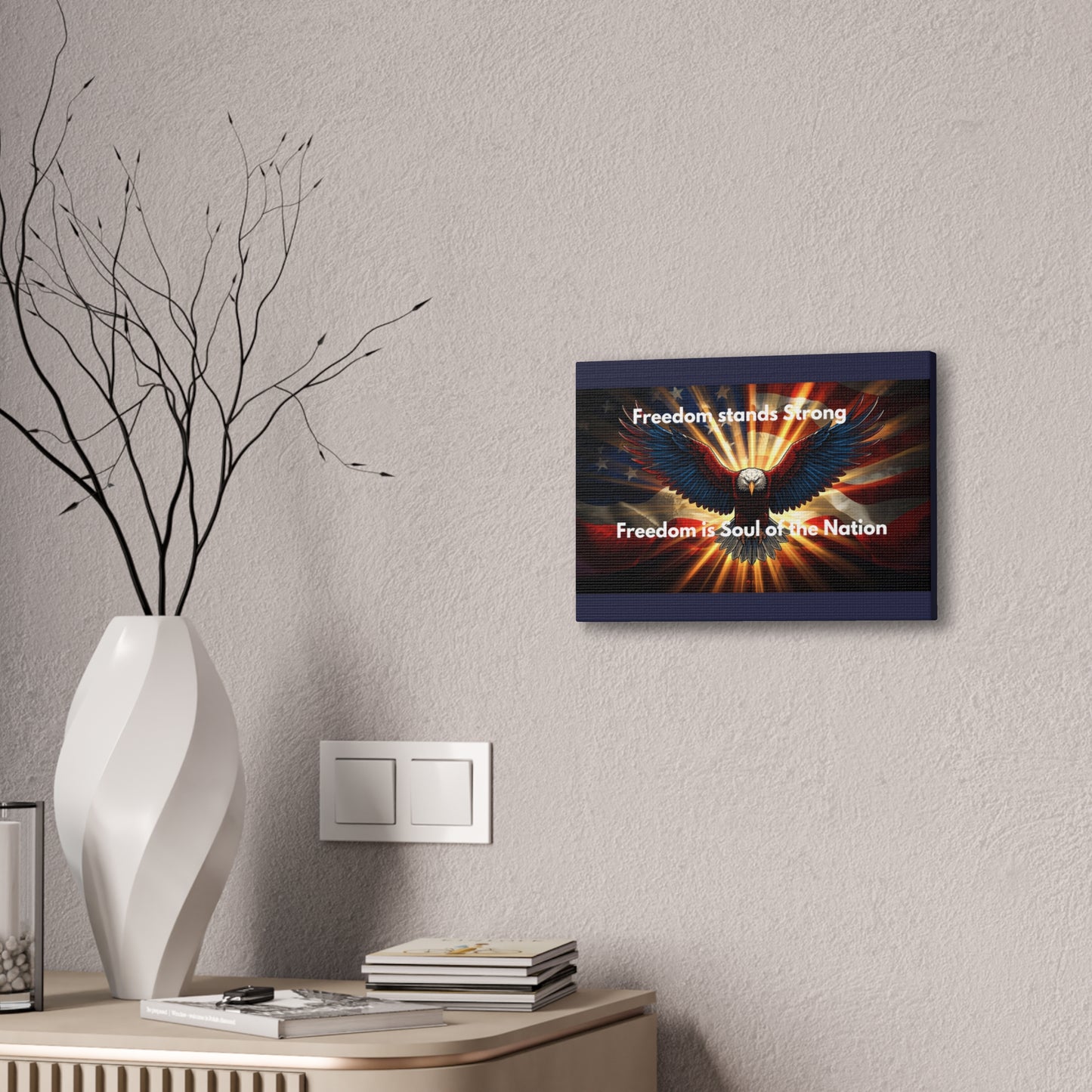 Patriotic Eagle Canvas Print – “Freedom Stands Strong” Wall Art