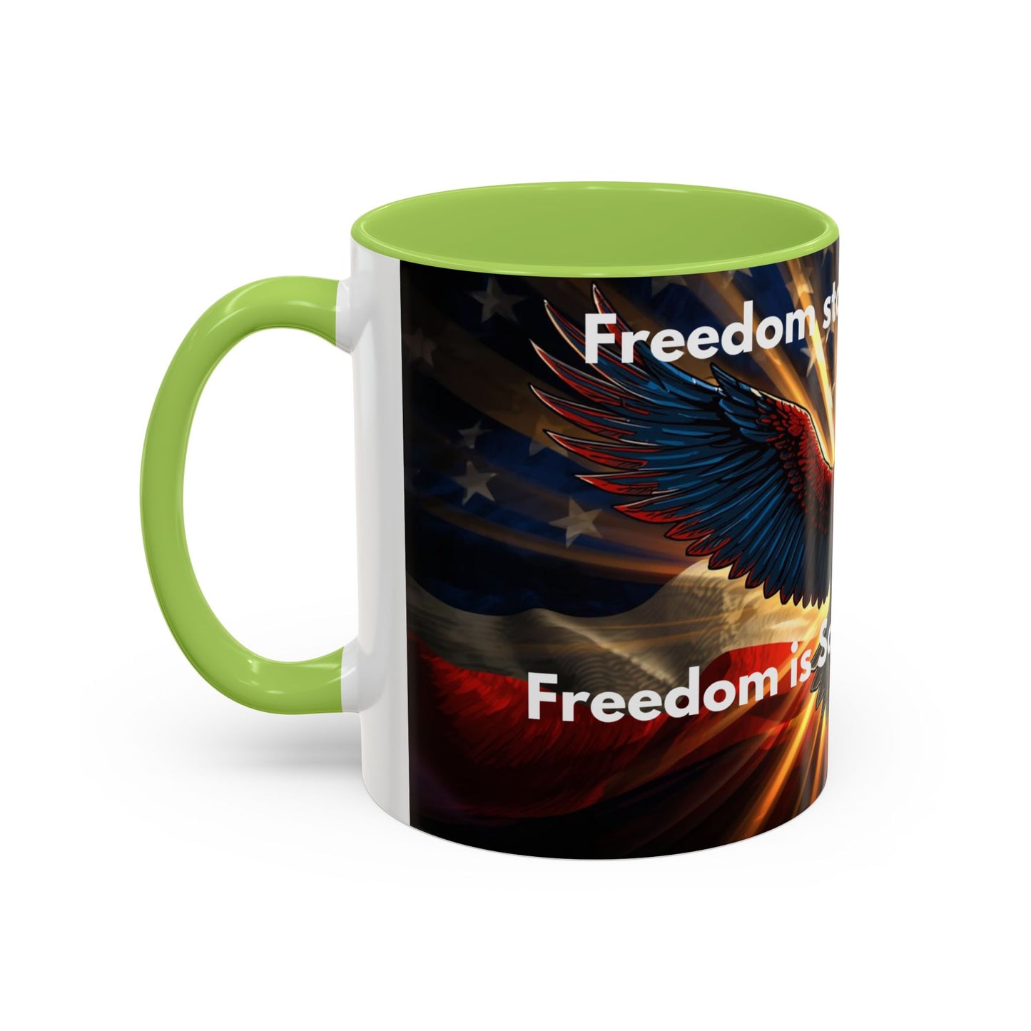 Patriotic Eagle Coffee Mug — "Freedom Stands Strong" Accent 11/15oz