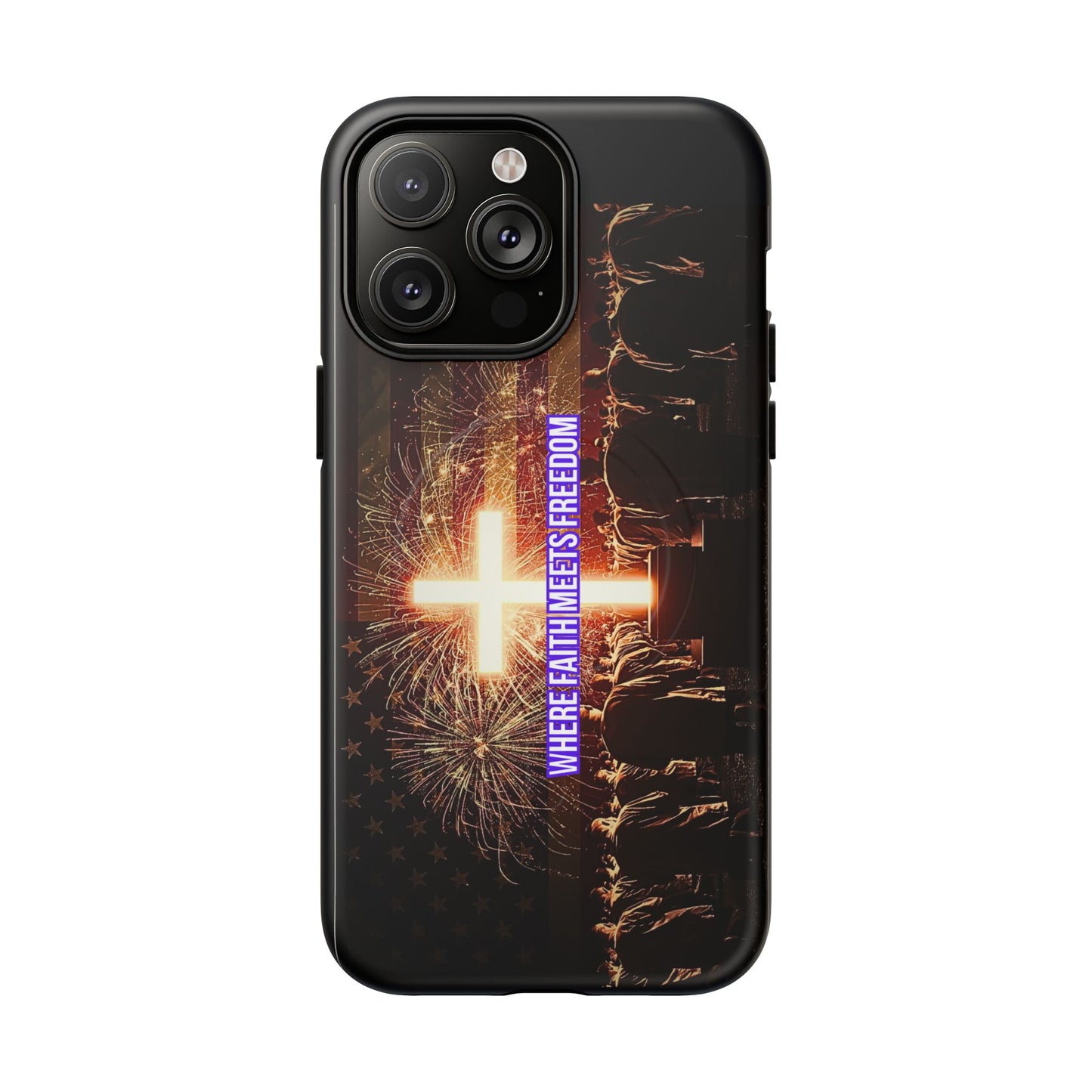 Christian Cross Phone Case - "Where Faith Meets Freedom" Tough Magnetic Case