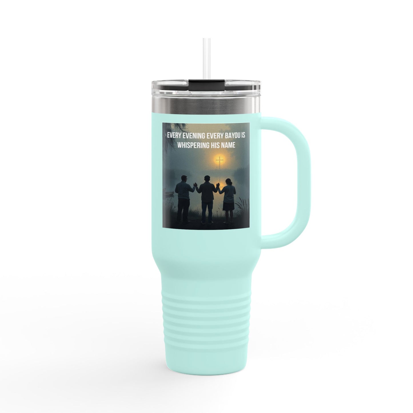 40oz Insulated Travel Mug — "Every Evening, Every Bayou" Family Silhouette Design