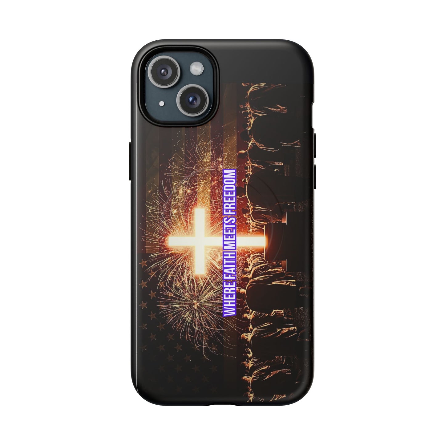 Christian Cross Phone Case - "Where Faith Meets Freedom" Tough Magnetic Case