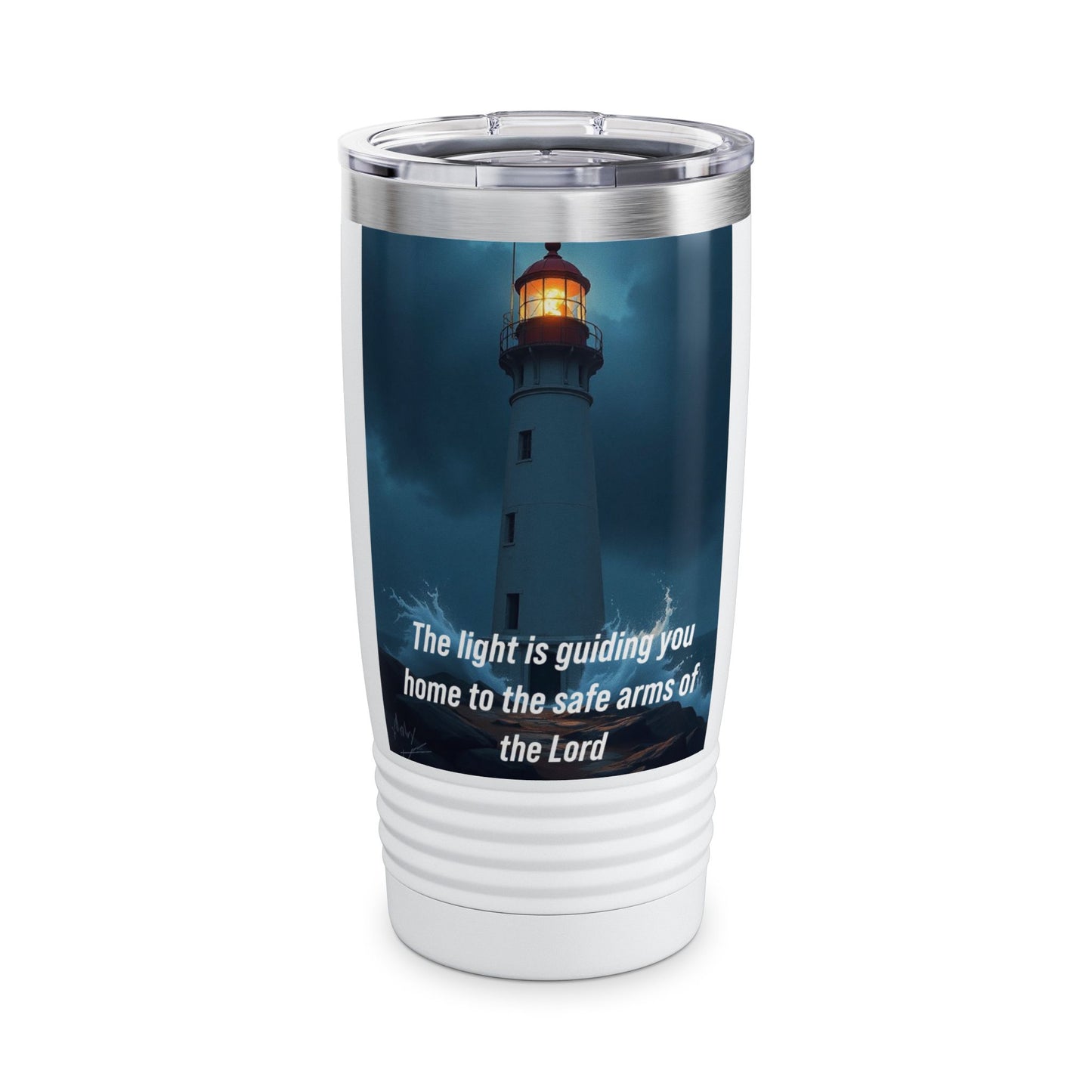Lighthouse Faith 20oz Tumbler — "The light is guiding you home to the safe arms of the Lord"