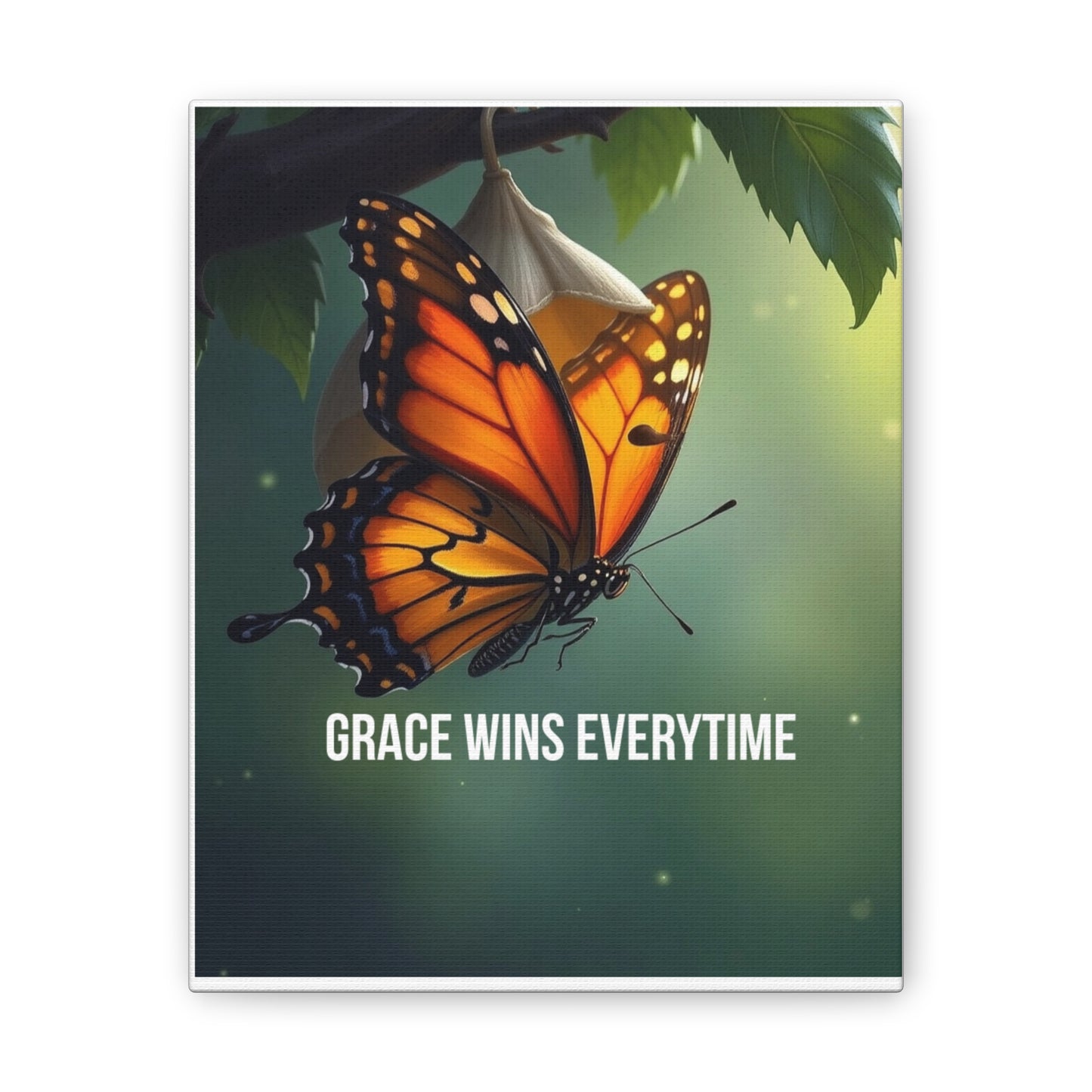 Canvas Print - 'Grace Wins Everytime' Monarch Butterfly Wall Art