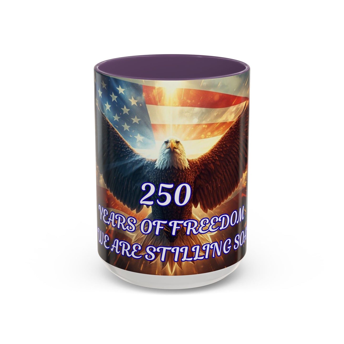 Patriotic Eagle Coffee Mug – "250 Years of Freedom" Accent 11/15oz