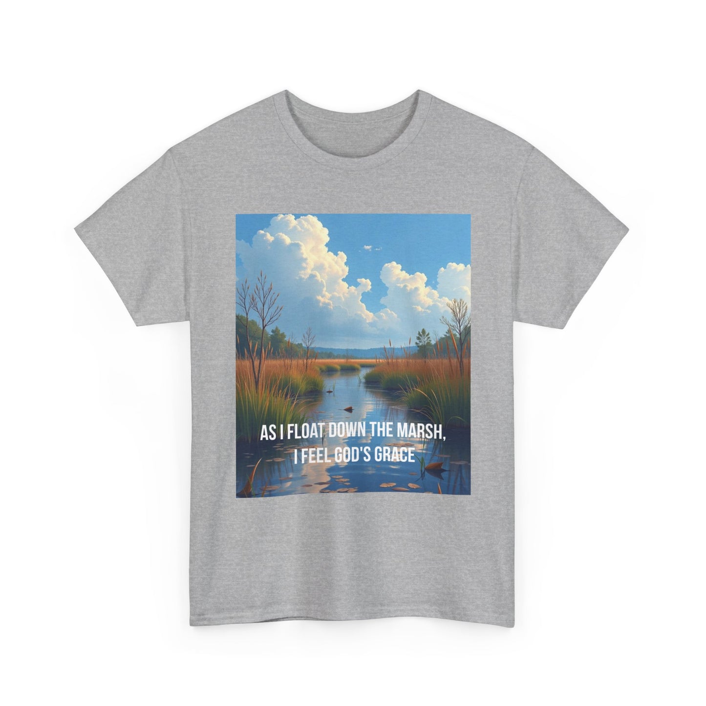 Marsh Landscape Tee — "As I Float Down the Marsh, I Feel God’s Grace"