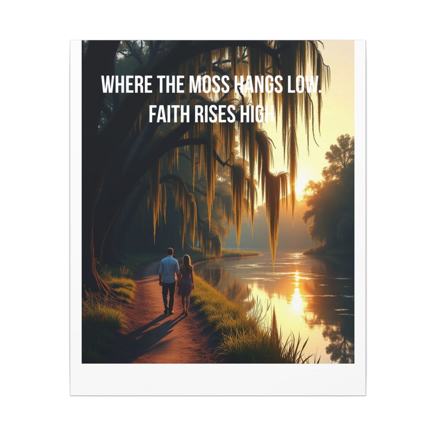 Canvas Wall Art - "Faith Rises High" Romantic Sunset Couple by River