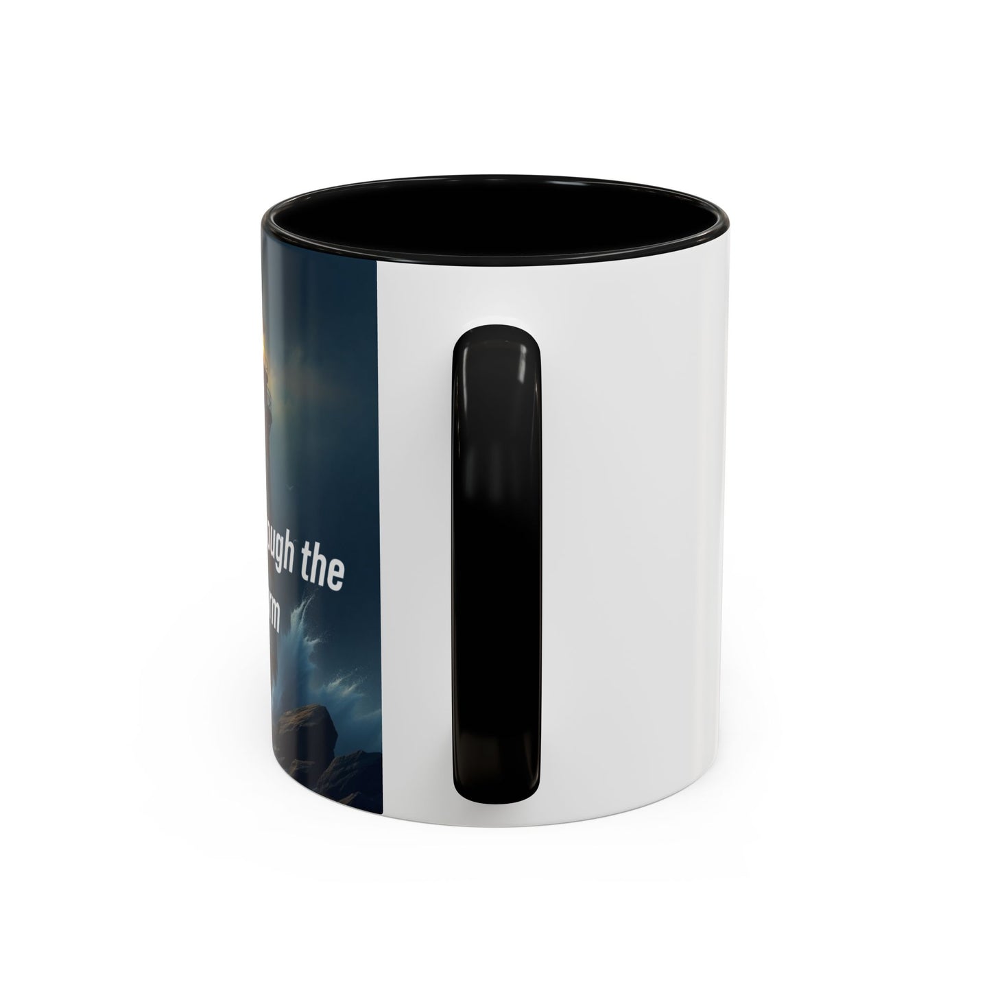 Faith Through the Storm Lighthouse Coffee Mug - Inspirational Ceramic Accent Mug