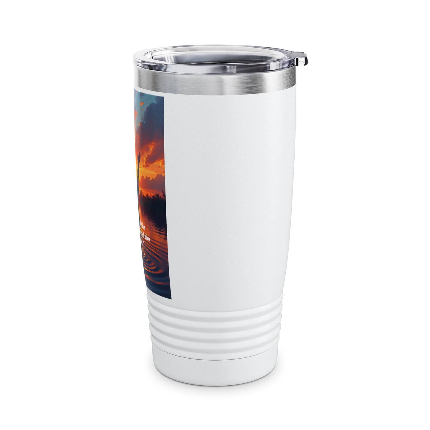 Inspirational Bayou Sunset Tumbler — 20oz Ringneck with 'In the quiet of the bayou, I discovered the heart of God'