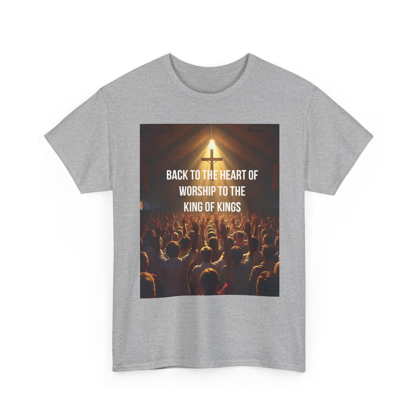 Worship Concert Tee — "Back to the Heart of Worship to the King of Kings" Christian T-Shirt