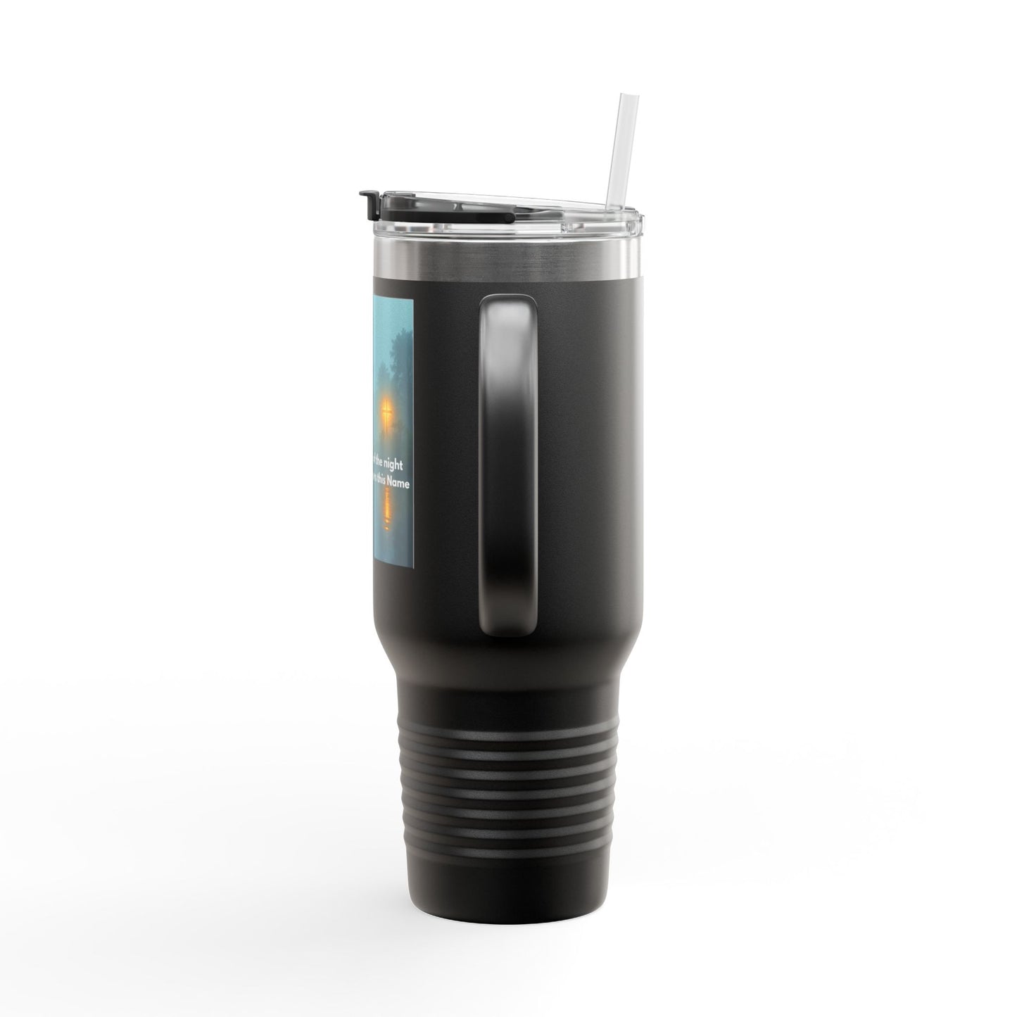 40oz Insulated Travel Mug — Moody Forest Nightscape with Quote