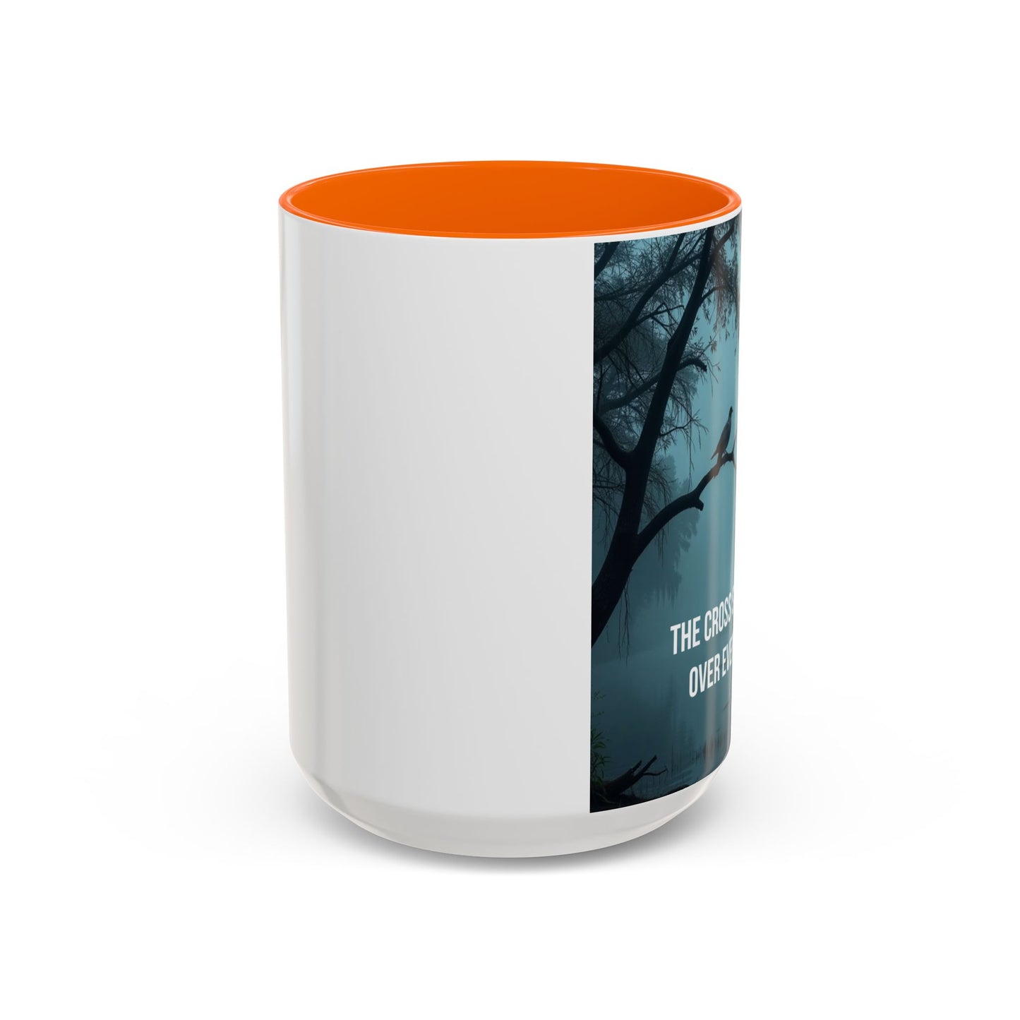 Religious Coffee Mug — "The Cross Stands Tall Over Every Storm" Accent Mug