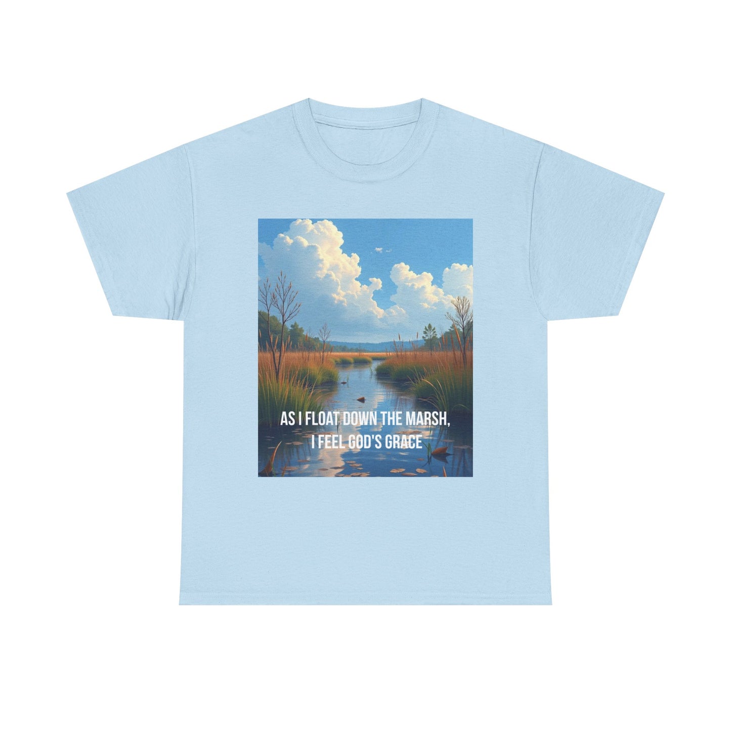 Marsh Landscape Tee — "As I Float Down the Marsh, I Feel God’s Grace"