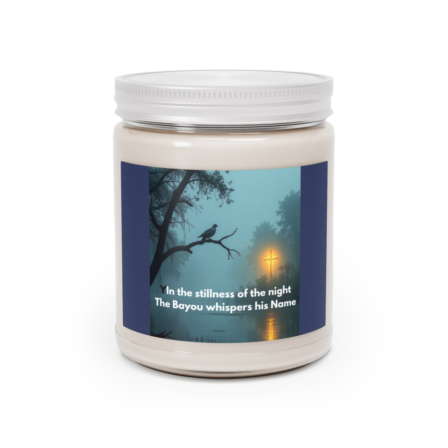 Bayou Night Soy Candle — 9oz Scented Jar with 'In the stillness of the night, The Bayou whispers his Name'
