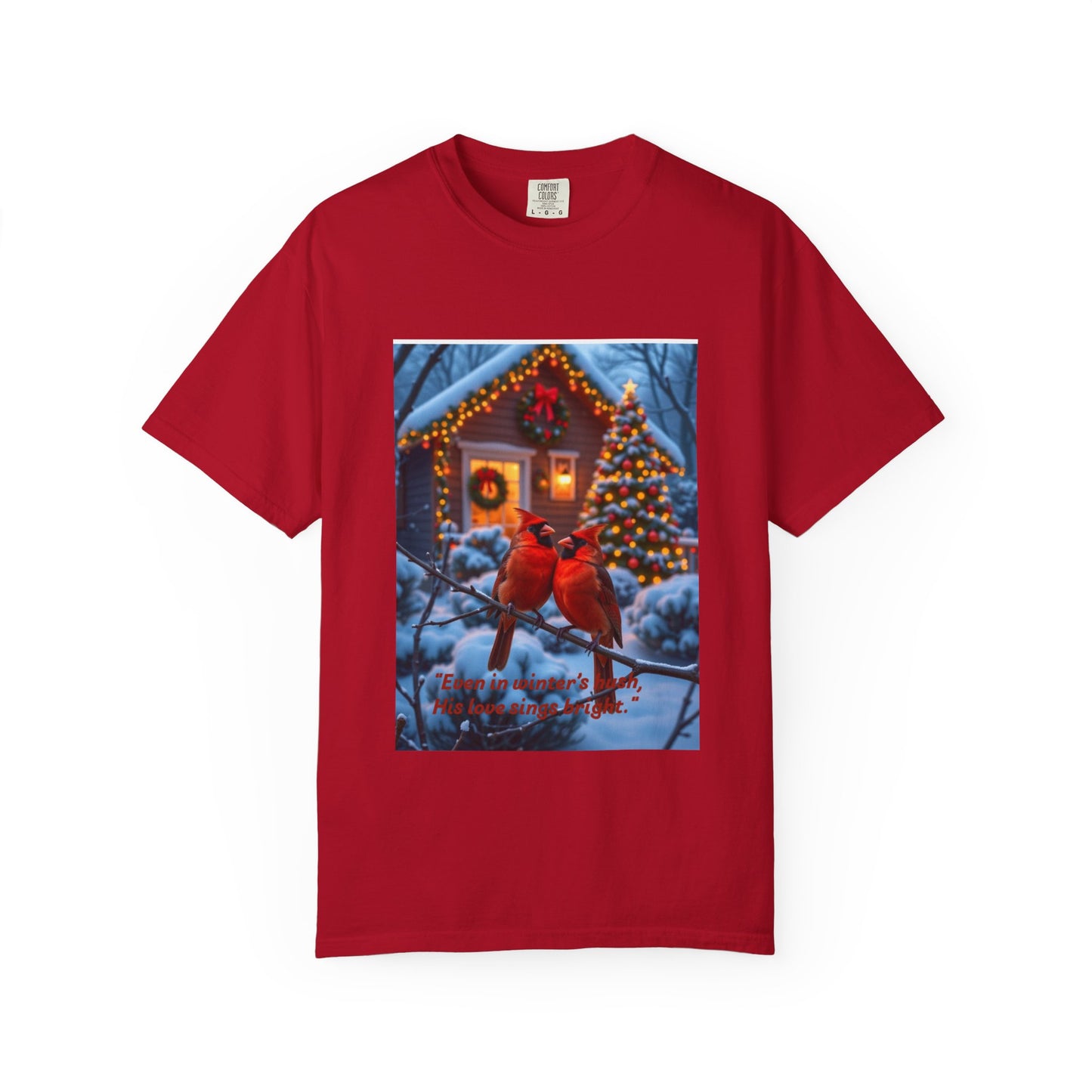Cozy Winter Cardinal T-Shirt, Holiday Apparel, Unisex Gift, Christmas Shirt, Winter Wonderland Tee, Festive Bird Design