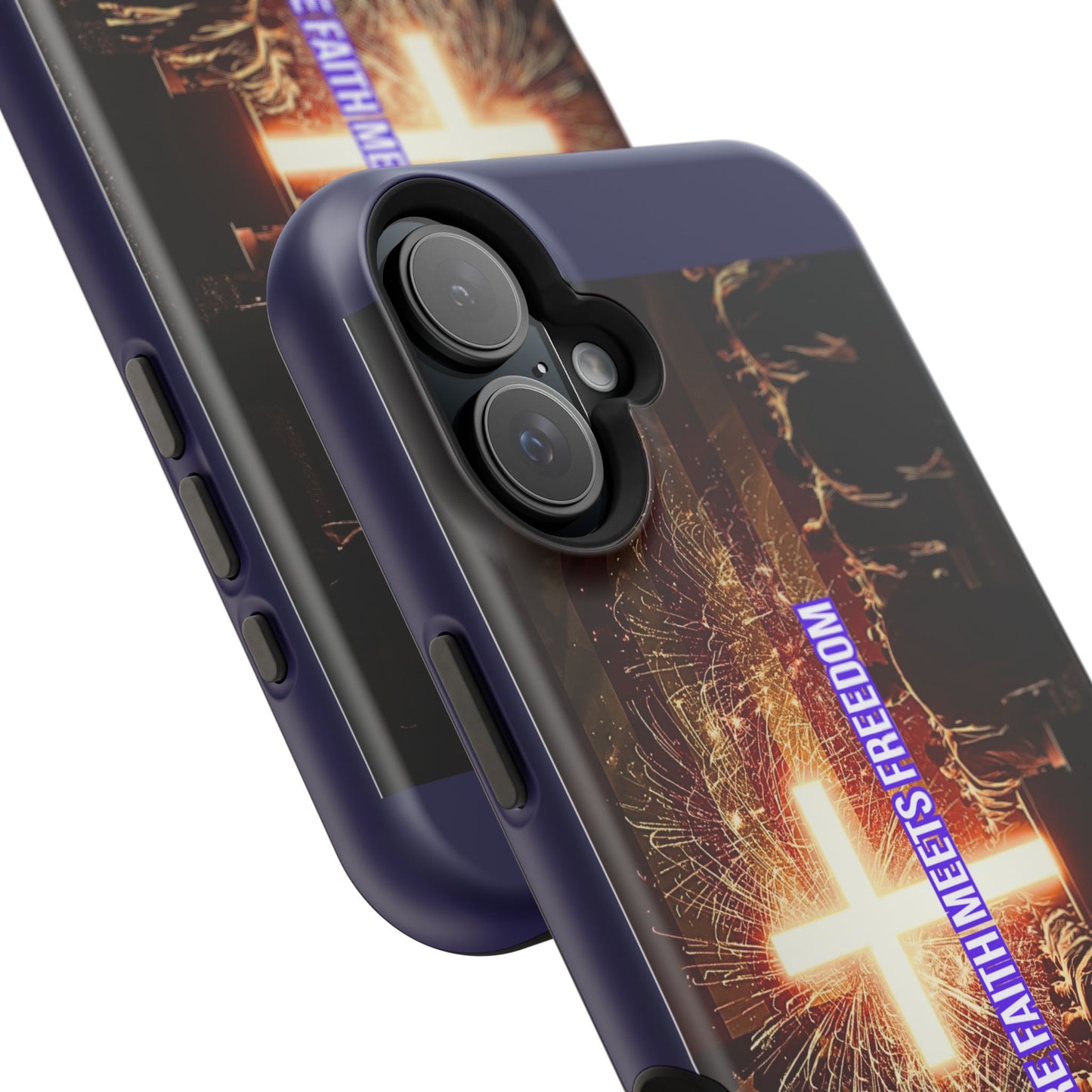 Christian Cross iPhone Case — “Where Faith Meets Freedom” Magnetic Impact-Resistant Phone Case