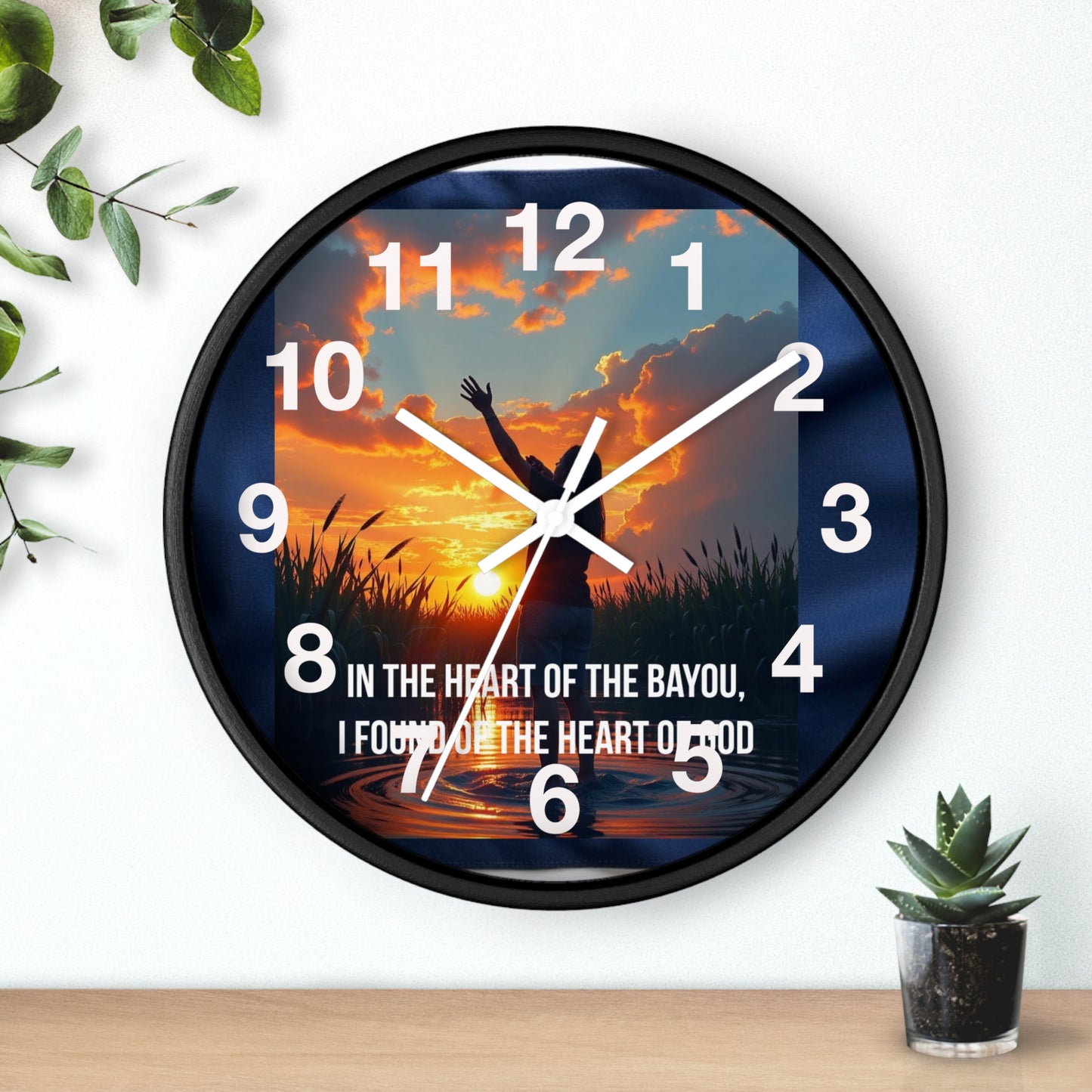 Bayou Sunset Wall Clock — "In the Heart of the Bayou, Found of the Heart of God"