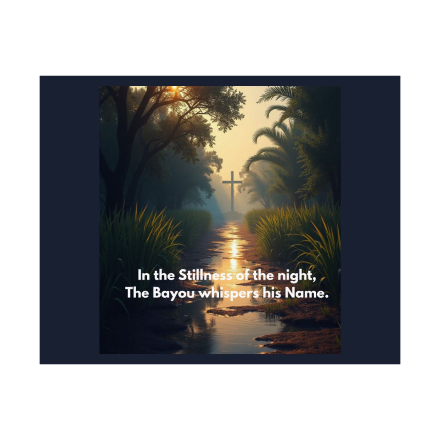 Bayou Quiet Satin Poster — "In the Stillness of the Night, The Bayou Whispers His Name"