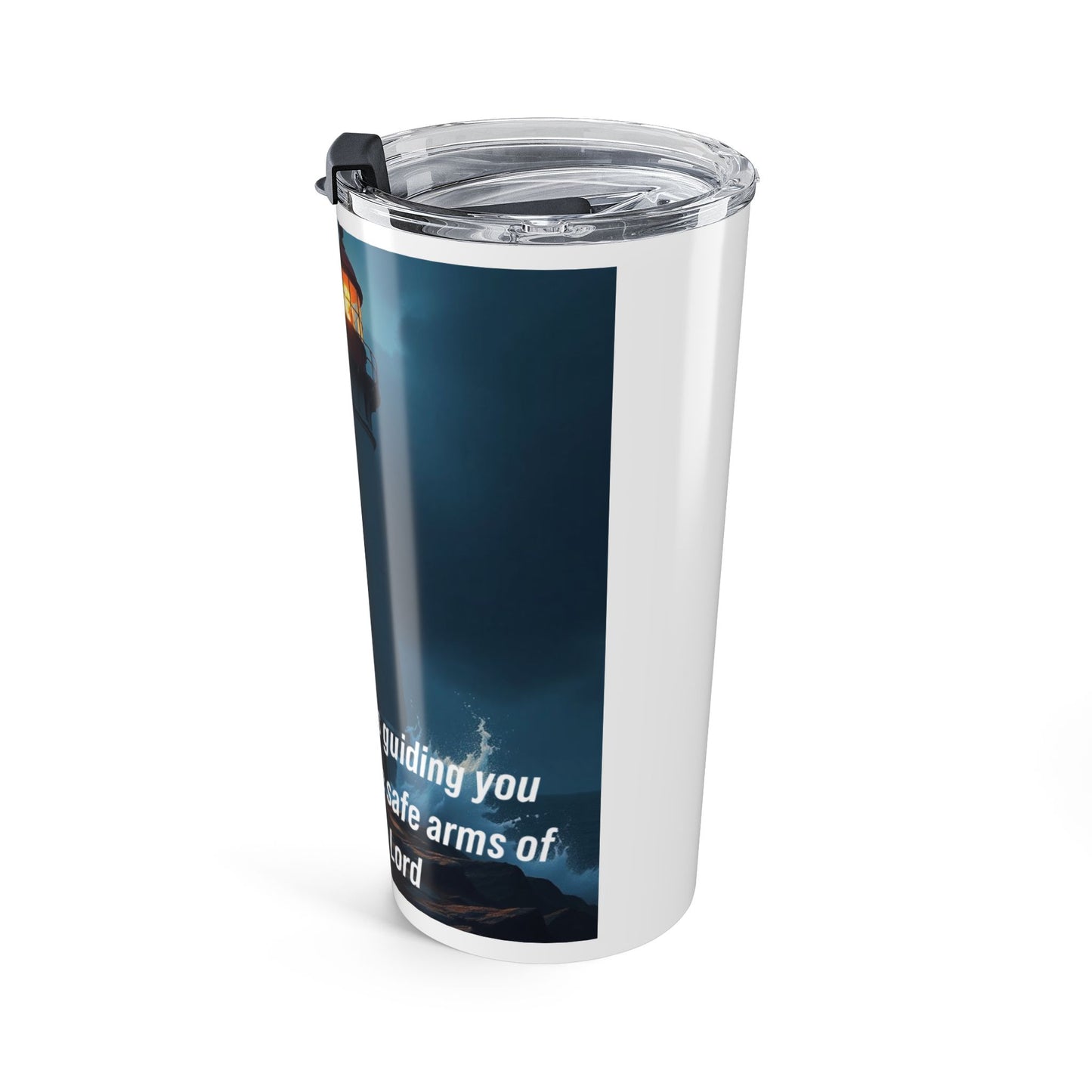 Lighthouse Faith 20oz Tumbler — “The light is guiding me home to the safe arms of the Lord”