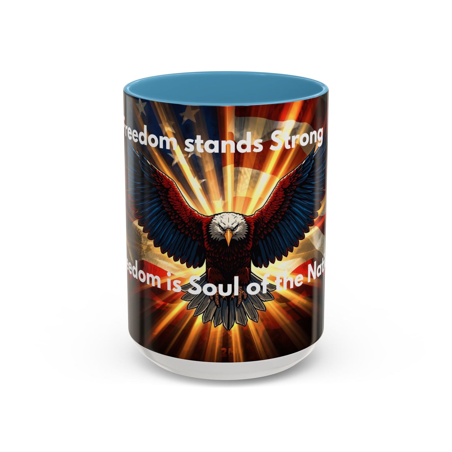 Patriotic Eagle Coffee Mug — "Freedom Stands Strong" Accent 11/15oz