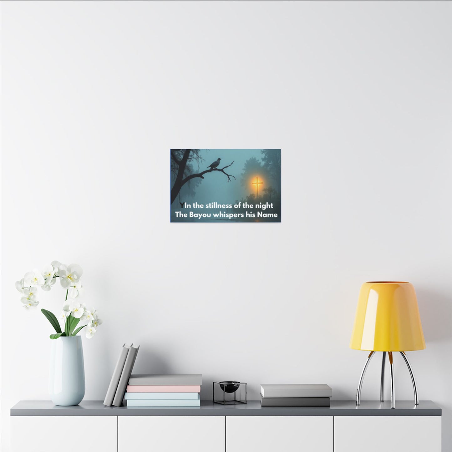 Religious Canvas Wall Art — "In the stillness of the night The Bayou whispers his Name"