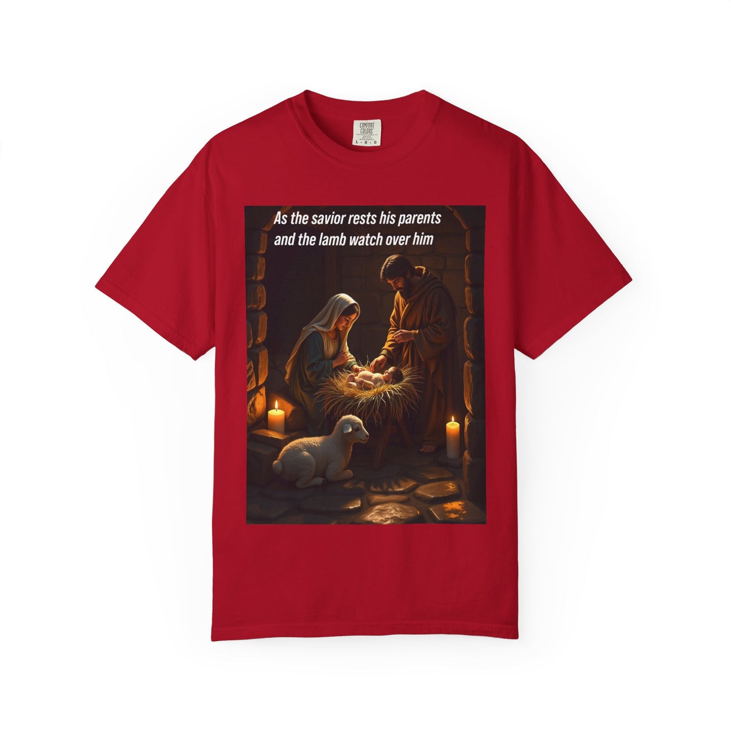 as savior rest his parnets and the lamb watch over him