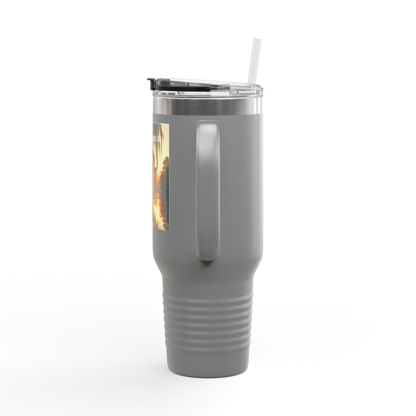 40oz Insulated Travel Mug — Tropical Sunset Faith Design