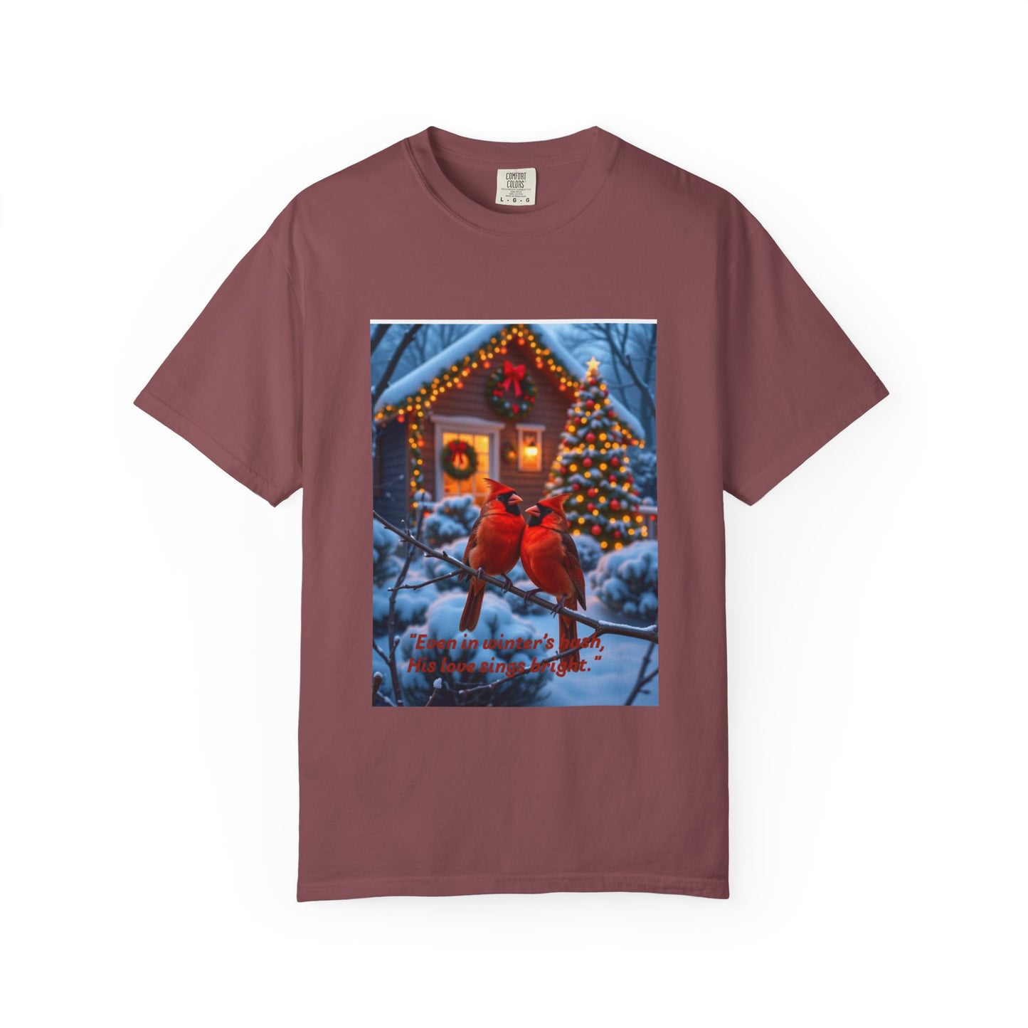Cozy Winter Cardinal T-Shirt, Holiday Apparel, Unisex Gift, Christmas Shirt, Winter Wonderland Tee, Festive Bird Design