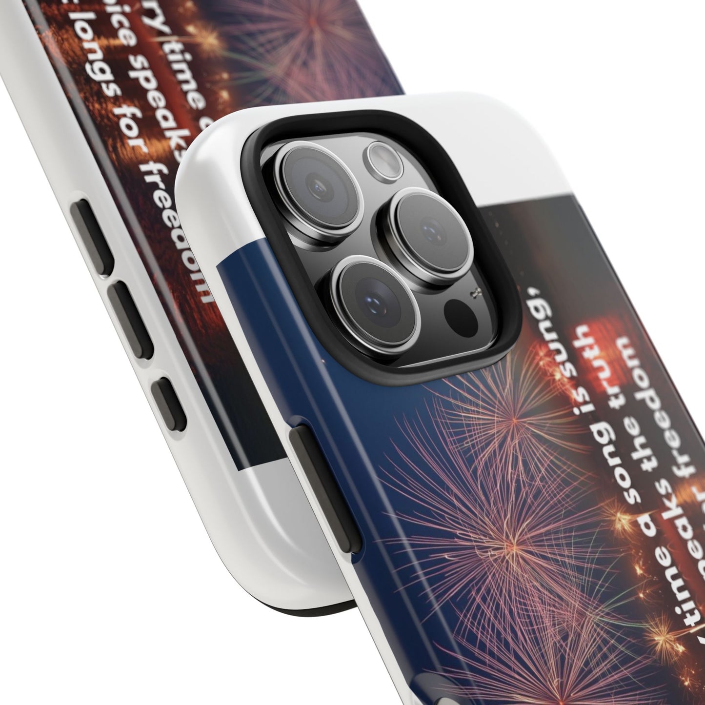 Patriotic Fireworks Tough Phone Case — "Freedom" Quote Protective Cover