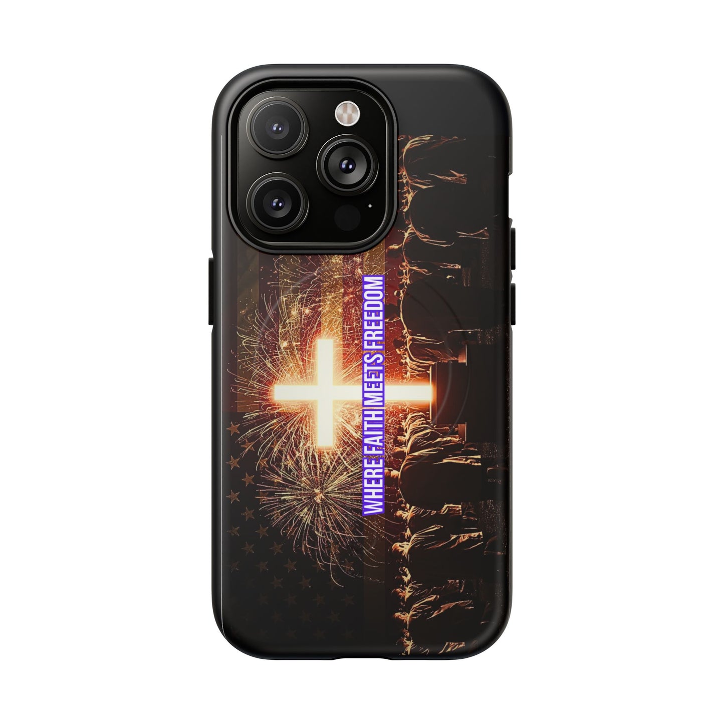 Christian Cross Phone Case - "Where Faith Meets Freedom" Tough Magnetic Case