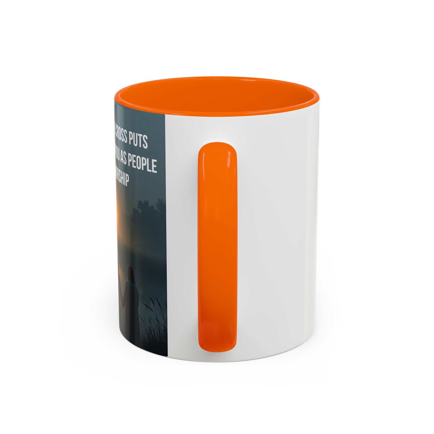 Christian Accent Coffee Mug — “The Light of the Cross” Inspirational Bible Verse Design